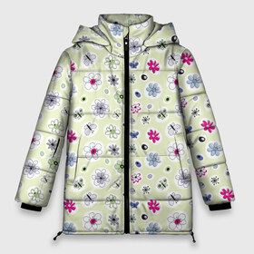 Женская зимняя куртка 3D с принтом Милые цветочки в Курске, верх — 100% полиэстер; подкладка — 100% полиэстер; утеплитель — 100% полиэстер | длина ниже бедра, силуэт Оверсайз. Есть воротник-стойка, отстегивающийся капюшон и ветрозащитная планка. 

Боковые карманы с листочкой на кнопках и внутренний карман на молнии | арт | бабочка | бабочки | камень | камни | камушки | рисунок | семена | стикеры | цветок | цветы
