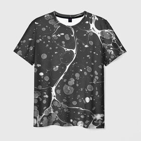 Мужская футболка 3D с принтом Черный Мрамор в Курске, 100% полиэфир | прямой крой, круглый вырез горловины, длина до линии бедер | абстракция | минимализм | мрамор | рисунок | черный мрамор