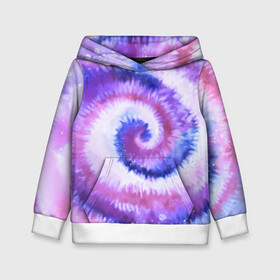 Детская толстовка 3D с принтом TIE-DYE PURPLE в Курске, 100% полиэстер | двухслойный капюшон со шнурком для регулировки, мягкие манжеты на рукавах и по низу толстовки, спереди карман-кенгуру с мягким внутренним слоем | Тематика изображения на принте: dye | multicolor | tie | trend | акварель | брызги | градиент | дай | колор | краски | красочная | мульти | потёки | пятна | радуга | радужная | тай | тайдай | текстура | тренд | хиппи