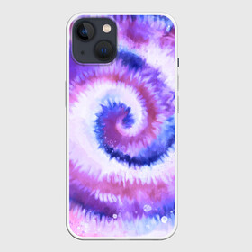 Чехол для iPhone 13 с принтом TIE DYE PURPLE в Курске,  |  | dye | multicolor | tie | trend | акварель | брызги | градиент | дай | колор | краски | красочная | мульти | потёки | пятна | радуга | радужная | тай | тайдай | текстура | тренд | хиппи