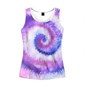 Женская майка 3D с принтом TIE-DYE PURPLE в Курске, 100% полиэстер | круглая горловина, прямой силуэт, длина до линии бедра | dye | multicolor | tie | trend | акварель | брызги | градиент | дай | колор | краски | красочная | мульти | потёки | пятна | радуга | радужная | тай | тайдай | текстура | тренд | хиппи