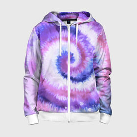 Детская толстовка 3D на молнии с принтом TIE-DYE PURPLE в Курске, 100% полиэстер |  манжеты и пояс оформлены широкой мягкой резинкой, двухслойный капюшон со шнурком для регулировки, спереди карманы и застежка-молния
 | dye | multicolor | tie | trend | акварель | брызги | градиент | дай | колор | краски | красочная | мульти | потёки | пятна | радуга | радужная | тай | тайдай | текстура | тренд | хиппи