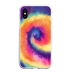 Чехол для iPhone XS Max матовый с принтом TIE-DYE MULTICOLOR в Курске, Силикон | Область печати: задняя сторона чехла, без боковых панелей | dye | multicolor | tie | trend | акварель | брызги | градиент | дай | колор | краски | красочная | мульти | потёки | пятна | радуга | радужная | тай | тайдай | текстура | тренд | хиппи