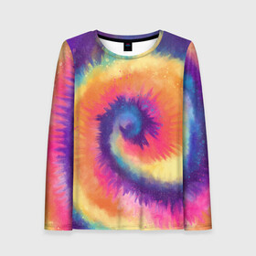 Женский лонгслив 3D с принтом TIE-DYE MULTICOLOR в Курске, 100% полиэстер | длинные рукава, круглый вырез горловины, полуприлегающий силуэт | dye | multicolor | tie | trend | акварель | брызги | градиент | дай | колор | краски | красочная | мульти | потёки | пятна | радуга | радужная | тай | тайдай | текстура | тренд | хиппи