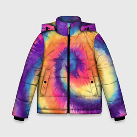 Зимняя куртка для мальчиков 3D с принтом TIE-DYE MULTICOLOR в Курске, ткань верха — 100% полиэстер; подклад — 100% полиэстер, утеплитель — 100% полиэстер | длина ниже бедра, удлиненная спинка, воротник стойка и отстегивающийся капюшон. Есть боковые карманы с листочкой на кнопках, утяжки по низу изделия и внутренний карман на молнии. 

Предусмотрены светоотражающий принт на спинке, радужный светоотражающий элемент на пуллере молнии и на резинке для утяжки | dye | multicolor | tie | trend | акварель | брызги | градиент | дай | колор | краски | красочная | мульти | потёки | пятна | радуга | радужная | тай | тайдай | текстура | тренд | хиппи