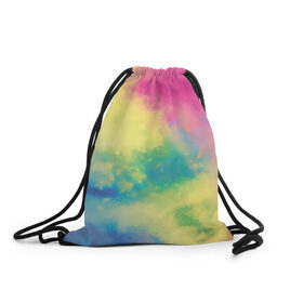 Рюкзак-мешок 3D с принтом Tie-Dye в Курске, 100% полиэстер | плотность ткани — 200 г/м2, размер — 35 х 45 см; лямки — толстые шнурки, застежка на шнуровке, без карманов и подкладки | dye | multicolor | tie | trend | акварель | брызги | градиент | дай | колор | краски | красочная | мульти | потёки | пятна | радуга | радужная | тай | тайдай | текстура | тренд | хиппи