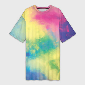 Платье-футболка 3D с принтом Tie Dye в Курске,  |  | dye | multicolor | tie | trend | акварель | брызги | градиент | дай | колор | краски | красочная | мульти | потёки | пятна | радуга | радужная | тай | тайдай | текстура | тренд | хиппи