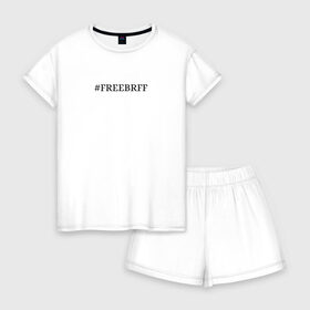 Женская пижама с шортиками хлопок с принтом FREEBRFF | Bratishkinoff в Курске, 100% хлопок | футболка прямого кроя, шорты свободные с широкой мягкой резинкой | Тематика изображения на принте: bratishkinoff | freebrff | twitch