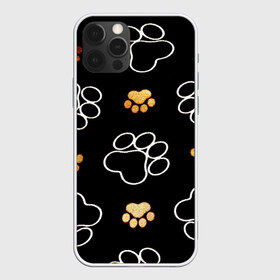Чехол для iPhone 12 Pro Max с принтом Лапки в Курске, Силикон |  | Тематика изображения на принте: animal | животные | лапки | лапы | следы лап | собачьи следы | текстуры