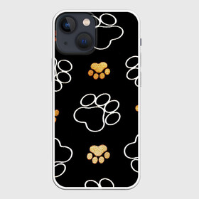 Чехол для iPhone 13 mini с принтом Лапки в Курске,  |  | animal | животные | лапки | лапы | следы лап | собачьи следы | текстуры