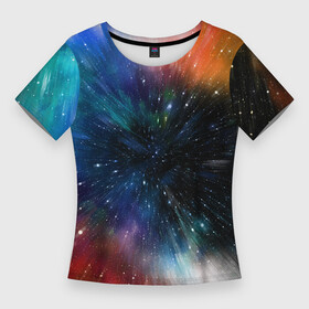 Женская футболка 3D Slim с принтом Fest в Курске,  |  | colorful | galaxy | immersion | universe | вселенная | галактика | погружение | разноцветный