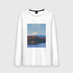 Мужской лонгслив хлопок с принтом Japan в Курске, 100% хлопок |  | fuji | mount | poster | travel | гора | постер | путешествия | фудзи | фудзияма | япония