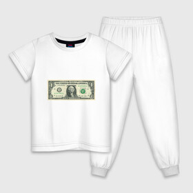 Детская пижама хлопок с принтом One dollar в Курске, 100% хлопок |  брюки и футболка прямого кроя, без карманов, на брюках мягкая резинка на поясе и по низу штанин
 | bill | dollar | one | богатство | деньги | доллары | монеты | один | сша