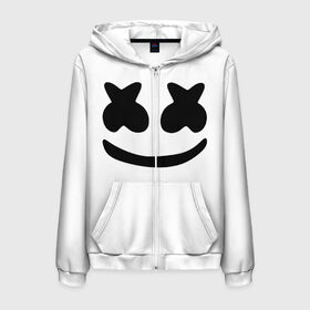 Мужская толстовка 3D на молнии с принтом MARSHMELLO в Курске, 100% полиэстер | длина до линии бедра, манжеты и пояс оформлены мягкой тканевой резинкой, двухслойный капюшон со шнурком для регулировки, спереди молния, по бокам два кармана | fortnite | marshmallo | marshmallow | marshmello | marshmellow | маршмелло | маршмеллоу | розы | фортнайт