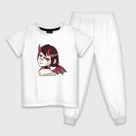 Детская пижама хлопок с принтом Девочка демон в Курске, 100% хлопок |  брюки и футболка прямого кроя, без карманов, на брюках мягкая резинка на поясе и по низу штанин
 | Тематика изображения на принте: cartoon | cat | cute | girls | japan | japanese | kawaii | kitty | manga | tsundere | waifu | yandere | аниме | анимэ | вайфу | дандере | девочка | девушка | демон | кавайная | котик | манга | мультик | мультики | рога | цундере | яндере | япон