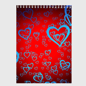 Скетчбук с принтом Сердца в Курске, 100% бумага
 | 48 листов, плотность листов — 100 г/м2, плотность картонной обложки — 250 г/м2. Листы скреплены сверху удобной пружинной спиралью | love | любовь | сердечки | сердца | сердце