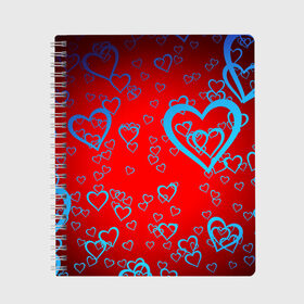 Тетрадь с принтом Сердца в Курске, 100% бумага | 48 листов, плотность листов — 60 г/м2, плотность картонной обложки — 250 г/м2. Листы скреплены сбоку удобной пружинной спиралью. Уголки страниц и обложки скругленные. Цвет линий — светло-серый
 | Тематика изображения на принте: love | любовь | сердечки | сердца | сердце
