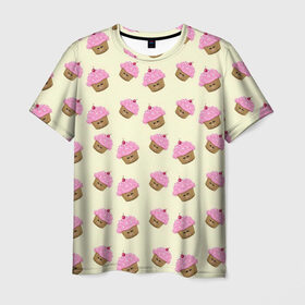 Мужская футболка 3D с принтом Кексы в Курске, 100% полиэфир | прямой крой, круглый вырез горловины, длина до линии бедер | арт | выпечка | еда | кекс | кексик | кексы | рисунок | розовый | салатовый