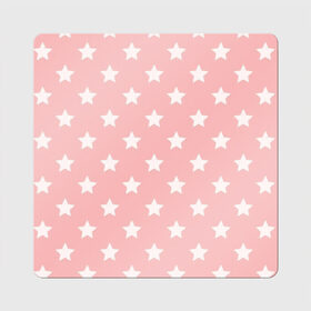 Магнит виниловый Квадрат с принтом Звёзды в Курске, полимерный материал с магнитным слоем | размер 9*9 см, закругленные углы | арт | белый | звезда | звездопад | звёзды | рисунок | розовый