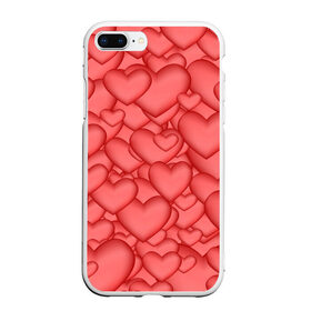 Чехол для iPhone 7Plus/8 Plus матовый с принтом Сердечки в Курске, Силикон | Область печати: задняя сторона чехла, без боковых панелей | love | любовь | сердечки | сердце