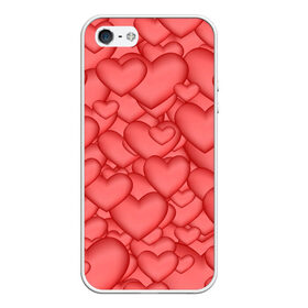 Чехол для iPhone 5/5S матовый с принтом Сердечки в Курске, Силикон | Область печати: задняя сторона чехла, без боковых панелей | love | любовь | сердечки | сердце