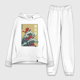 Женский костюм хлопок Oversize с принтом Dragons Surfing в Курске,  |  | big | great | hokusai | japan | japanese | kanagawa | kanji | retrowave | style | wave | большая | вапорвейв | великая | волна | дракон | дракончики | драконы | иероглифы | канагава | кандзи | паровая волна | ретровейв | серф | серфиг | стил