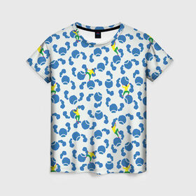 Женская футболка 3D с принтом Скалолазы в Курске, 100% полиэфир ( синтетическое хлопкоподобное полотно) | прямой крой, круглый вырез горловины, длина до линии бедер | арт | жёлтый | зеленый | рисунок | синий | скалолаз | скалолазание | скалолазы