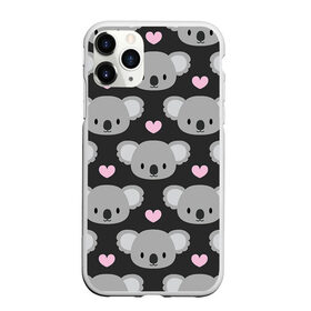 Чехол для iPhone 11 Pro Max матовый с принтом Мордочки коал в Курске, Силикон |  | арт | коал | коала | коалы | любовь | медведь | медвежонок | мордочка | мордочки | рисунок | сердечки | сердце | серый | тёмный | чёрный