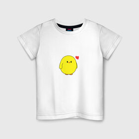 Детская футболка хлопок с принтом Цыпленок в Курске, 100% хлопок | круглый вырез горловины, полуприлегающий силуэт, длина до линии бедер | love | любовь | милый | мультик | птица | птичка | сердечко | утенок | цыпленок