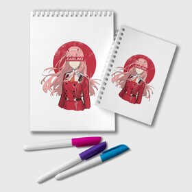 Блокнот с принтом ZeroTwo (Darling in the Franx) в Курске, 100% бумага | 48 листов, плотность листов — 60 г/м2, плотность картонной обложки — 250 г/м2. Листы скреплены удобной пружинной спиралью. Цвет линий — светло-серый
 | Тематика изображения на принте: 002 | ahegao | anime | darling | franx | franxx | girl | girls | in | senpai | the | two | waifu | zero | zerotwo | аниме | ахегао | вайфу | девушка | семпай | сенпай | тян