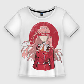 Женская футболка 3D Slim с принтом Darling Zero Two White в Курске,  |  | Тематика изображения на принте: 002 | ahegao | anime | darling | franx | franxx | girl | girls | in | senpai | the | two | waifu | zero | zerotwo | аниме | ахегао | вайфу | девушка | семпай | сенпай | тян