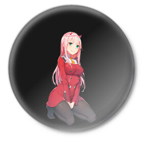 Значок с принтом ZeroTwo (Darling in the Franx) в Курске,  металл | круглая форма, металлическая застежка в виде булавки | 002 | ahegao | anime | darling | franx | franxx | girl | girls | in | senpai | the | two | waifu | zero | zerotwo | аниме | ахегао | вайфу | девушка | семпай | сенпай | тян