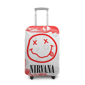 Чехол для чемодана 3D с принтом NIRVANA / НИРВАНА в Курске, 86% полиэфир, 14% спандекс | двустороннее нанесение принта, прорези для ручек и колес | band | cobain | face | kurt | logo | music | nirvana | rock | rocknroll | группа | кобейн | курт | лого | логотип | музыка | музыкальная | нирвана | рожица | рок | рокнролл | символ