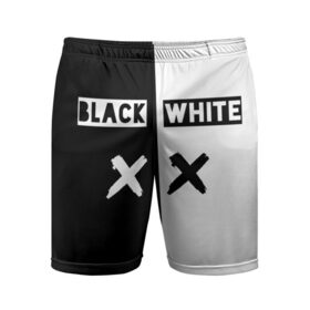 Мужские шорты спортивные с принтом Черно-белый в Курске,  |  | black and white | titel | белый | надпись | черный