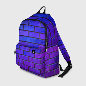 Рюкзак 3D с принтом Brick в Курске, 100% полиэстер | лямки с регулируемой длиной, сверху петелька, чтобы рюкзак можно было повесить на вешалку. Основное отделение закрывается на молнию, как и внешний карман. Внутри два дополнительных кармана, один из которых закрывается на молнию. По бокам два дополнительных кармашка | blue | brick | purple | texture | wall | кирпич | кирпичный | синий | стена | текстура | фиолетовый