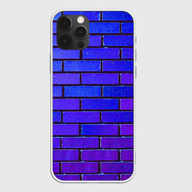Чехол для iPhone 12 Pro с принтом Brick в Курске, силикон | область печати: задняя сторона чехла, без боковых панелей | Тематика изображения на принте: blue | brick | purple | texture | wall | кирпич | кирпичный | синий | стена | текстура | фиолетовый