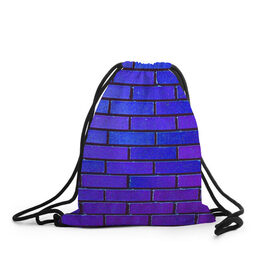 Рюкзак-мешок 3D с принтом Brick в Курске, 100% полиэстер | плотность ткани — 200 г/м2, размер — 35 х 45 см; лямки — толстые шнурки, застежка на шнуровке, без карманов и подкладки | Тематика изображения на принте: blue | brick | purple | texture | wall | кирпич | кирпичный | синий | стена | текстура | фиолетовый