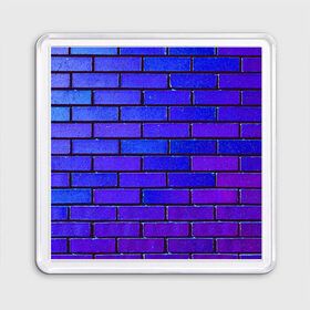 Магнит 55*55 с принтом Brick в Курске, Пластик | Размер: 65*65 мм; Размер печати: 55*55 мм | blue | brick | purple | texture | wall | кирпич | кирпичный | синий | стена | текстура | фиолетовый