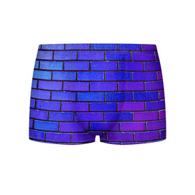 Мужские трусы 3D с принтом Brick в Курске, 50% хлопок, 50% полиэстер | классическая посадка, на поясе мягкая тканевая резинка | blue | brick | purple | texture | wall | кирпич | кирпичный | синий | стена | текстура | фиолетовый
