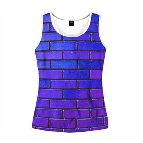 Женская майка 3D с принтом Brick в Курске, 100% полиэстер | круглая горловина, прямой силуэт, длина до линии бедра | blue | brick | purple | texture | wall | кирпич | кирпичный | синий | стена | текстура | фиолетовый