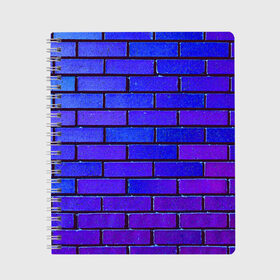 Тетрадь с принтом Brick в Курске, 100% бумага | 48 листов, плотность листов — 60 г/м2, плотность картонной обложки — 250 г/м2. Листы скреплены сбоку удобной пружинной спиралью. Уголки страниц и обложки скругленные. Цвет линий — светло-серый
 | blue | brick | purple | texture | wall | кирпич | кирпичный | синий | стена | текстура | фиолетовый