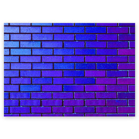 Поздравительная открытка с принтом Brick в Курске, 100% бумага | плотность бумаги 280 г/м2, матовая, на обратной стороне линовка и место для марки
 | Тематика изображения на принте: blue | brick | purple | texture | wall | кирпич | кирпичный | синий | стена | текстура | фиолетовый