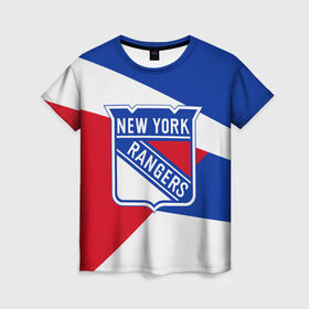 Женская футболка 3D с принтом Нью-Йорк Рейнджерс в Курске, 100% полиэфир ( синтетическое хлопкоподобное полотно) | прямой крой, круглый вырез горловины, длина до линии бедер | hockey | new york | new york rangers | nhl | rangers | usa | нхл | нью йорк | нью йорк рейнджерс | рейнджерс | спорт | сша | хоккей | шайба