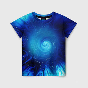 Детская футболка 3D с принтом Водоворот в Курске, 100% гипоаллергенный полиэфир | прямой крой, круглый вырез горловины, длина до линии бедер, чуть спущенное плечо, ткань немного тянется | Тематика изображения на принте: abstraction | fractal | whirlpool | абстракция | синий цвет.