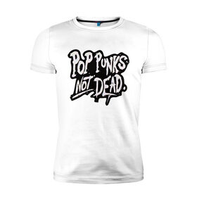 Мужская футболка хлопок Slim с принтом Pop Punks Not Dead в Курске, 92% хлопок, 8% лайкра | приталенный силуэт, круглый вырез ворота, длина до линии бедра, короткий рукав | 