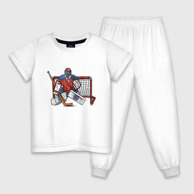 Детская пижама хлопок с принтом Хоккейный вратарь в Курске, 100% хлопок |  брюки и футболка прямого кроя, без карманов, на брюках мягкая резинка на поясе и по низу штанин
 | Тематика изображения на принте: 