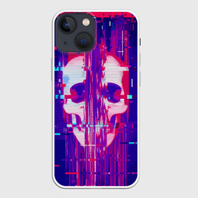 Чехол для iPhone 13 mini с принтом Skull glitch в Курске,  |  | color | fashion | glitch | jaw | skull | vanguard | авангард | глитч | мода | пасть | цвет | череп