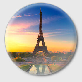 Значок с принтом Эйфелева башня в Курске,  металл | круглая форма, металлическая застежка в виде булавки | paris | башня | париж | франция | эйфелева башня