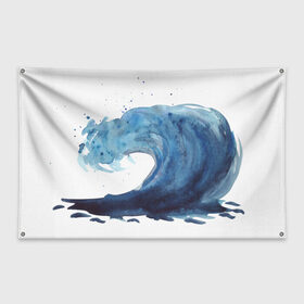 Флаг-баннер с принтом Морская волна в Курске, 100% полиэстер | размер 67 х 109 см, плотность ткани — 95 г/м2; по краям флага есть четыре люверса для крепления | брызги | вода | волна | море | океан | синий | шторм