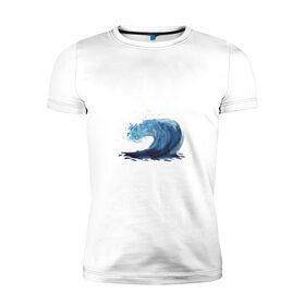 Мужская футболка хлопок Slim с принтом Морская волна в Курске, 92% хлопок, 8% лайкра | приталенный силуэт, круглый вырез ворота, длина до линии бедра, короткий рукав | брызги | вода | волна | море | океан | синий | шторм